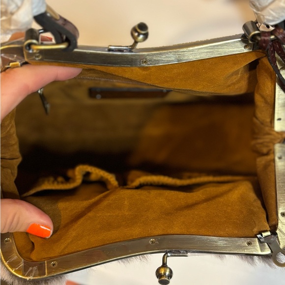 Patricia Nash Lauren’s British Tan pink and Gray Faux Fur Shoulder Bag - Picture 10 of 11